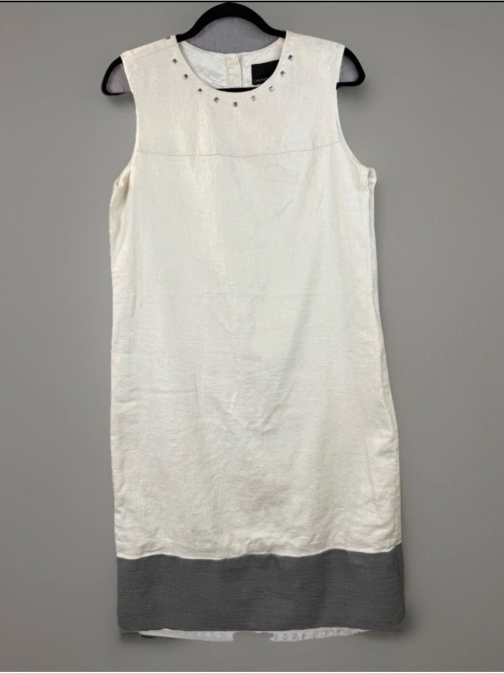 Cynthia Rowley Ivory Shift Dress with Gray Hem